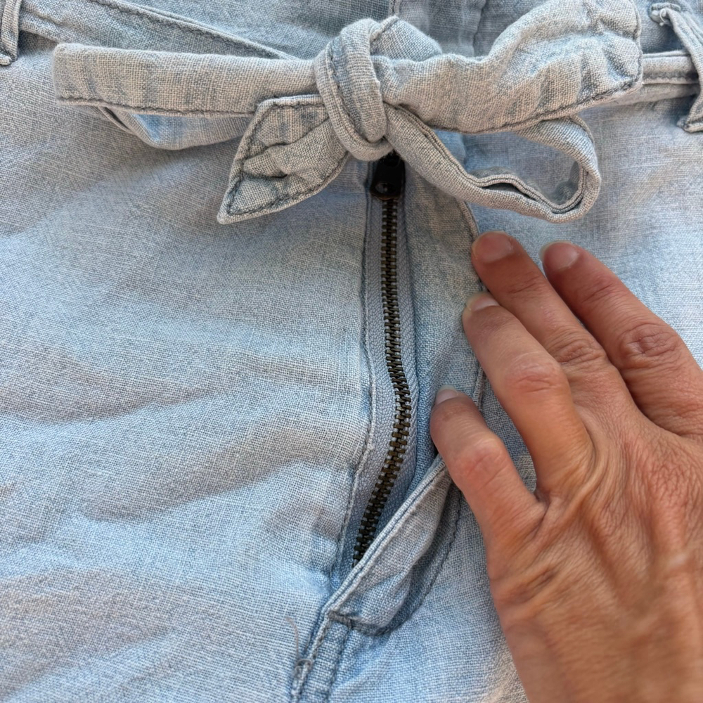 Women's Abercrombie & Fitch linen Light Blue High Waist Shorts S - Picture 4 of 13